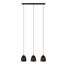 Eglo Canada 202264A - 3 LT Linear Pendant w/ Matte Black Finish & Matte Black & Gold Metal Shades