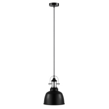 Eglo Canada 202422A - 1 LT Mini Pendant w/ Black Finish & Black w/ White Interior Shade w/ Chrome Accents