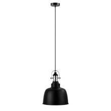 Eglo Canada 202423A - 1 LT Pendant w/ Black Finish & Black w/ White Interior Shade w/ Chrome Accents