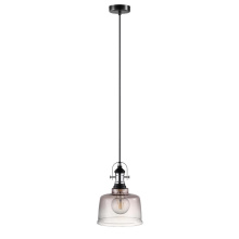 Eglo Canada 202424A - 1 LT Pendant w/ Matte Black & Chrome Finish & Smoked Glass Shade