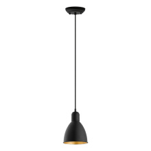 Eglo Canada 203443A - 1 LT Mini Pendant w/ Black Finish & Black & Gold Shade