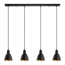 Eglo Canada 203445A - 4 LT Linear Pendant w/ Black Finish & Black & Gold Shades