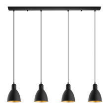 Eglo Canada 203445A - 4 LT Linear Pendant w/ Black Finish & Black & Gold Shades