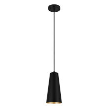 Eglo Canada 204365A - 1 LT Mini Pendant w/ Black Finish & Black w/ White Interior Metal Cone Shaped Metal Shade
