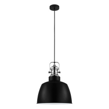 Eglo Canada 204367A - 1 LT Pendant w/ Matte Black Finish & Matte Black Metal Shade w/ Chrome Accent
