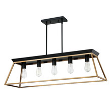 Eglo Canada 204596A - 5 LT Open Frame Linear Pendant w/ Brushed Gold & Matte Black Finish