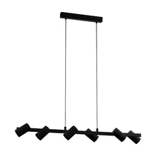 Eglo Canada 204892A - 6 LT Pendant w/ a Black Finish & Black Cylinder Shaped Adjustable Shades