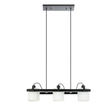 Eglo Canada 204941A - 3 LT Linear Pendant w/ a Black Finish & White Cylinder Shaped Glass Shades