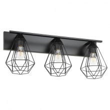 Eglo Canada 205621A - 3 LT Bath/Vanity Light w/ Matte Black Finish & Open Frame Geometric Shades