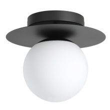 Eglo Canada 205631A - 1 LT Ceiling Light w/ Structured Black Finish & White Glass Shade