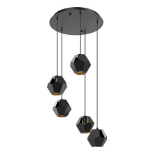 Eglo Canada 39635A - 5 LT Cascade Pendant w/ Black Finish & Black w/Gold Interior Shades