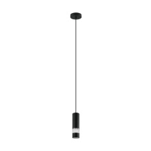 Eglo Canada 39705A - 1 LT LED Mini Pendant w/ Black Finish & Black Cylinder Shade w/ Clear Seeded Diffuser