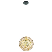 Eglo Canada 39754A - 1 LT Pendant w/ Black Finish & Geometric Shaped Brass Colored Shade