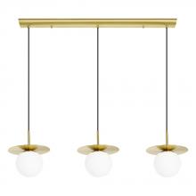 Eglo Canada 39953A - 3 LT Linear Pendant w/ Brushed Brass Finish & White Opal Glass Shades
