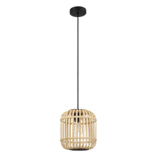 Eglo Canada 43231A - 1 LT Pendant w/ Black Finish & Natural Bamboo Shade