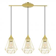 Eglo Canada 43682A - 3 LT Linear Pendant w/ Brushed Brass Finish w/ Black Accents