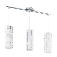 Eglo Canada 92563A - 3 LT Linear Pendant w/ Chrome Finish & White Décor Glass Shades