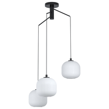 Eglo Canada 99368A - 3 LT Staircase Pendant w/ Black Finish & White Ribbed Glass Shades
