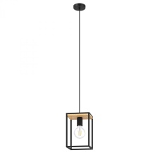 Eglo Canada 99795A - 1 LT Open Frame Pendant w/ Structured Black & Wood Finish